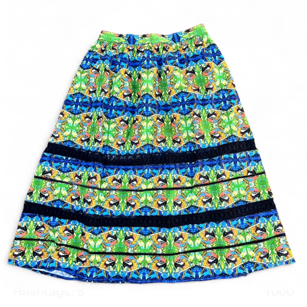 Sam Edelman High Waist Parrot Print multicolor Skirt Size 8 - Picture 3 of 7